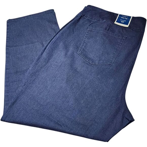 Charter Club‎ Plus Size Cambridge Slim Leg Stretch Blue Denim Pull On Pants 28W - Picture 16 of 16